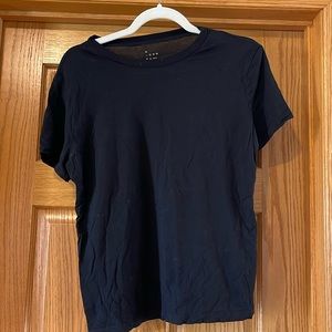 A New Day Solid Black Short Sleeve Crewneck Basic Casual T-Shirt Size Med